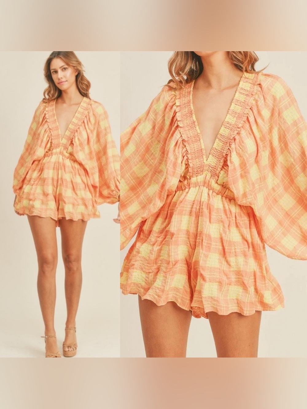MARBLE Plaid Romper Size Small